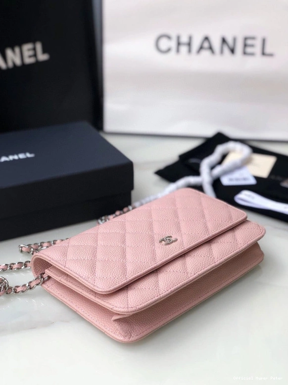 Hyper Peter SILVER WALLET CAVIAR WITH HARDWARE CHAIN CHANEL 0801